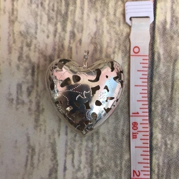 Puffy Sterling Silver Heart Pendant - Picture 3 of 4